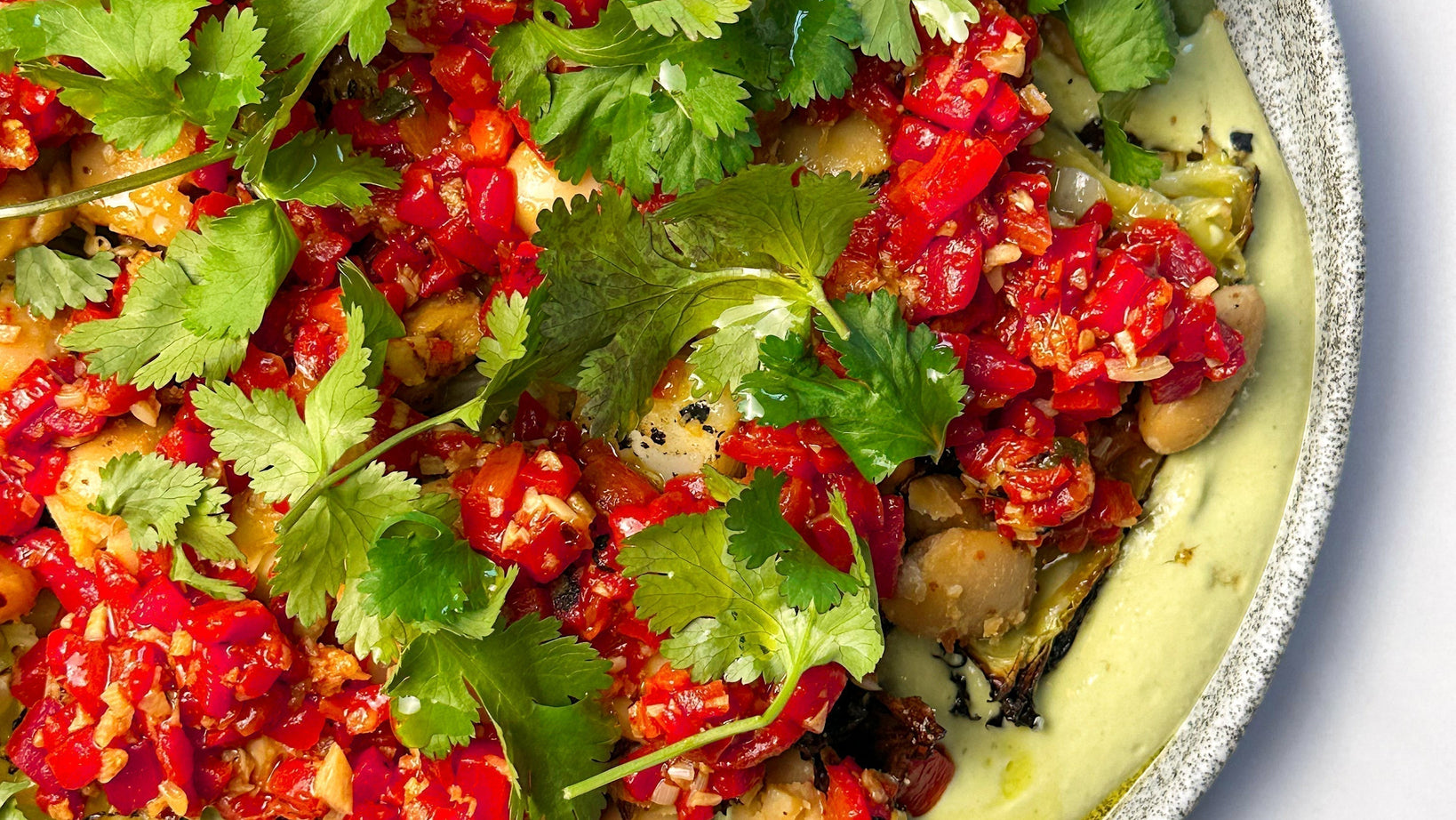 Image for Roast cabbage, tofu whip, and red pepper salsa: Flowers are starting to bloom and the sun might have made its