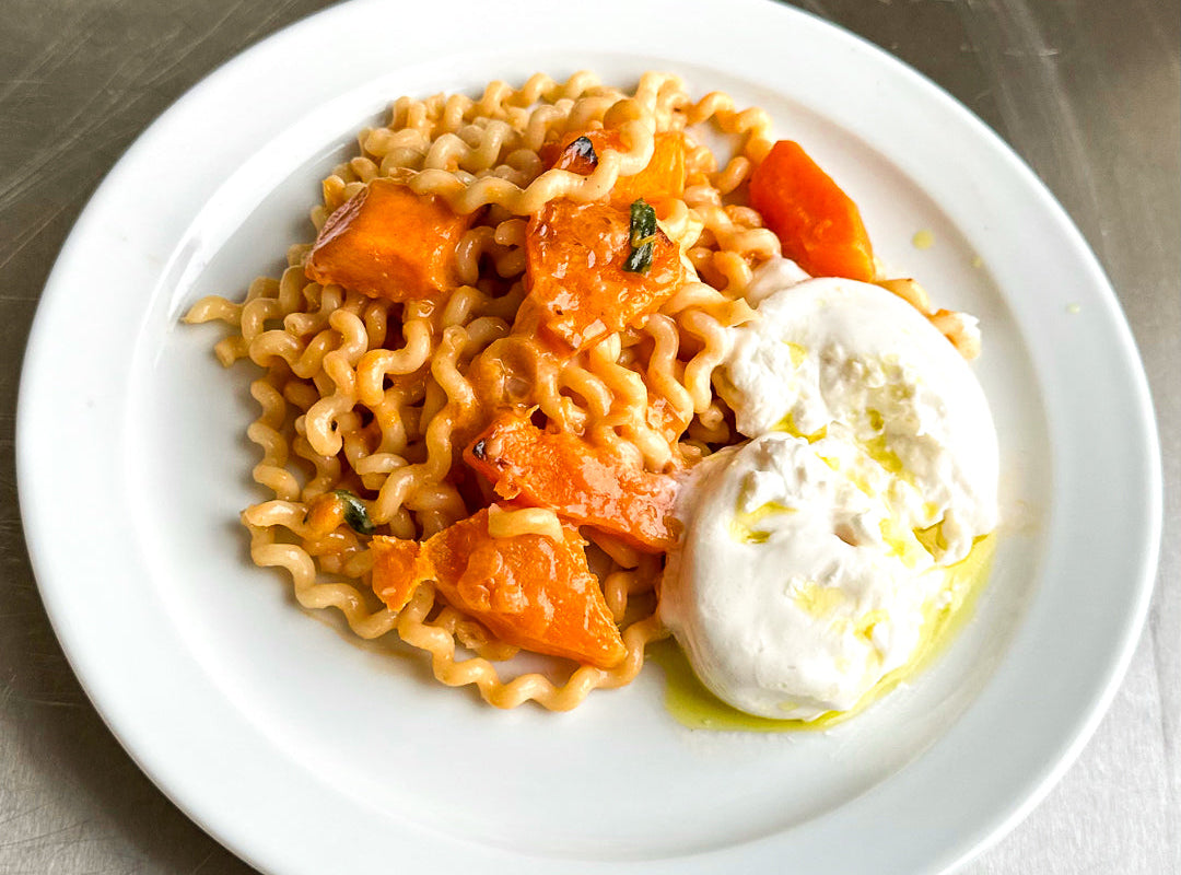 Image for Roasted butternut squash pasta with crematta & burrella.: All it takes to make something special are a few goo