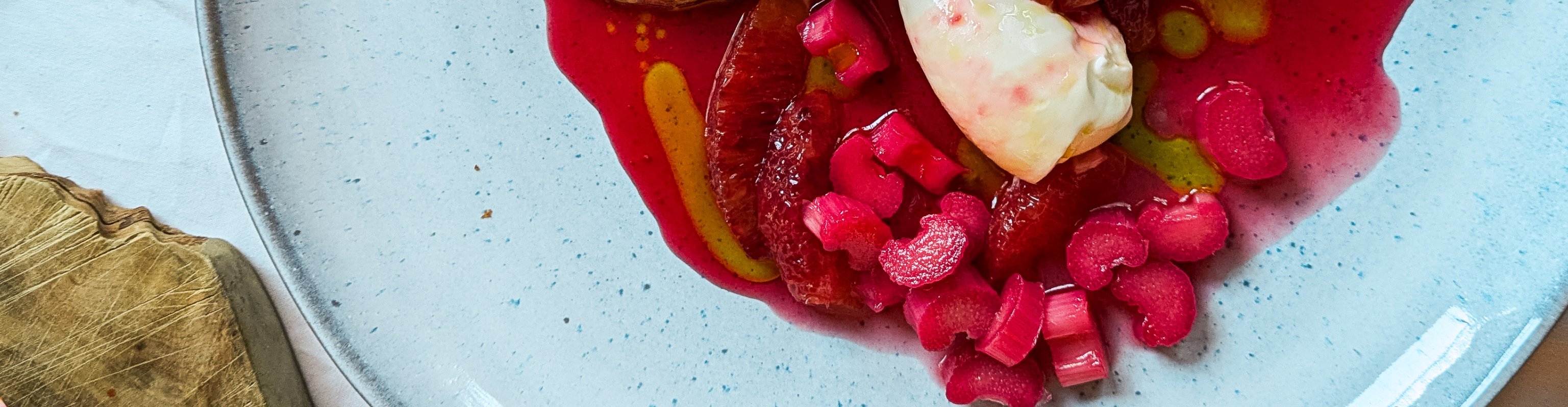 Image for Olive oil & rosemary pancakes with rhubarb & orange: Breakfast, dessert or a decadent tea-time treat—pancakes
