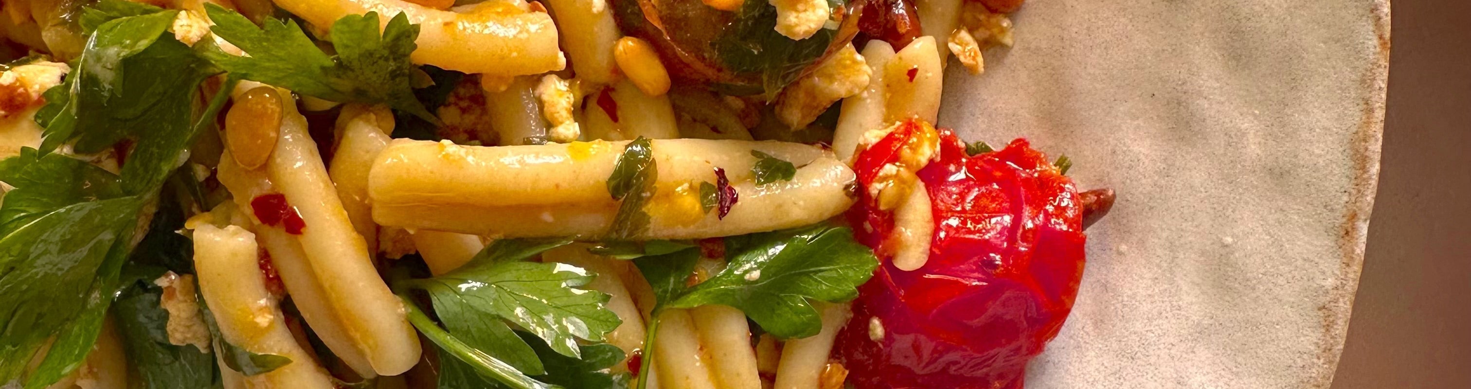 Image for Cherry tomato, EVOO, and parsley pasta: Quick and quality, this dish uses fresh tomatoes, parsley, Northern Pa